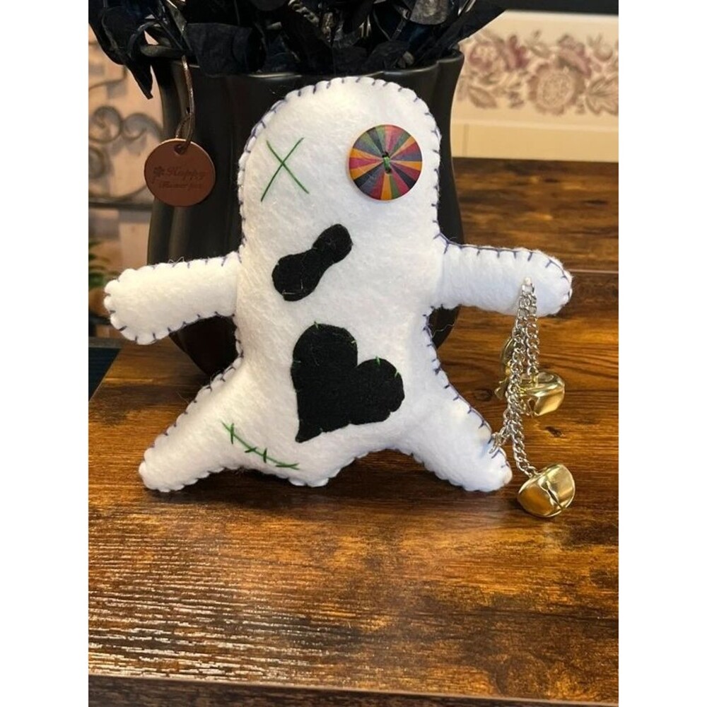 Handmade Ghost Poppet Self-Care Magic Doll with Bell Charm